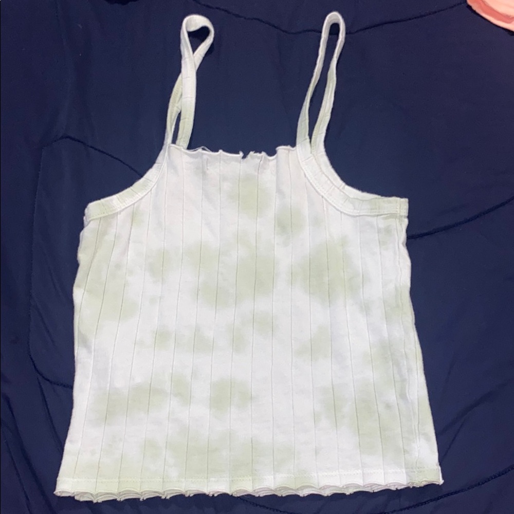 Women's Green Ribbed Crop Tank Top